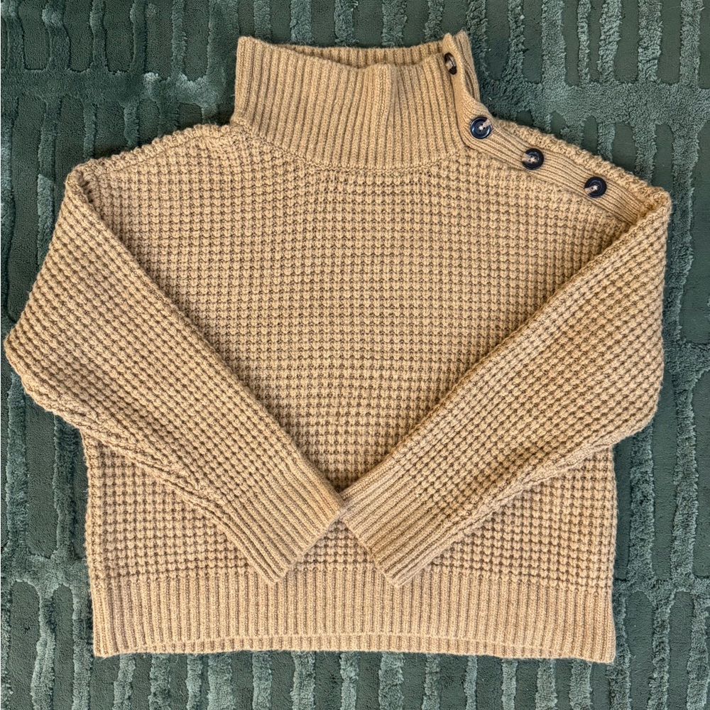 Ann Taylor Weekend Camel Knit Sweater with Buttons (XL)